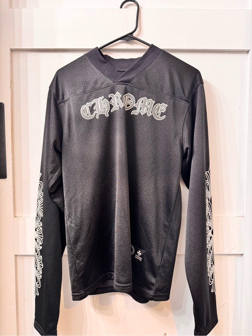 Chrome Hearts Black Long Sleeve Mesh Logo Jersey Shirt